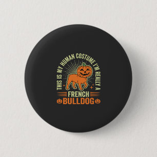 Macaron Rond 5 Cm Conception de costume humain drôle de bouledogue f
