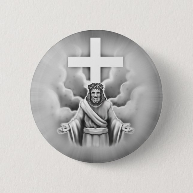 Macaron Rond 5 Cm Conception de croix de résurrection de (Devant)