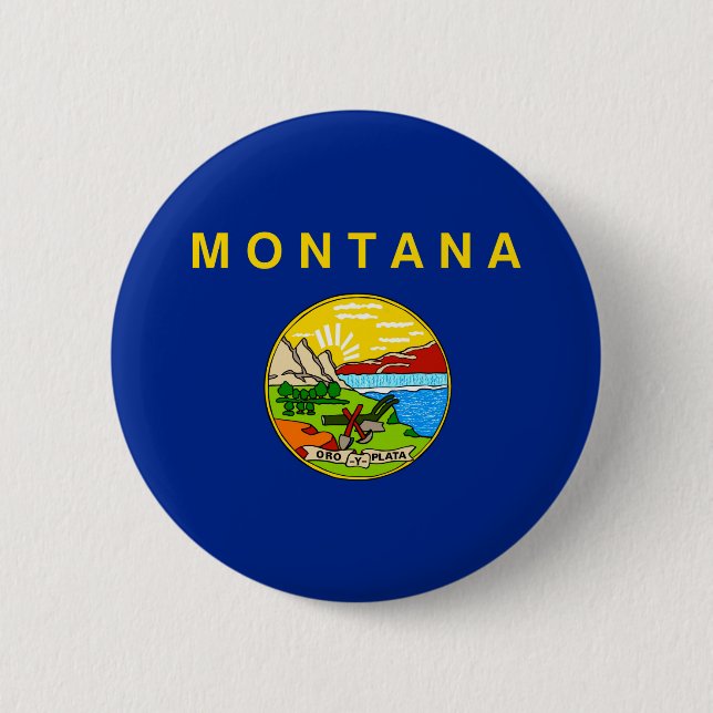 Macaron Rond 5 Cm Conception de drapeau d'état du Montana (Devant)