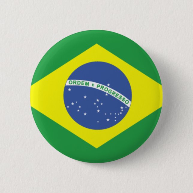 Macaron Rond 5 Cm Conception de drapeau du Brésil (Devant)