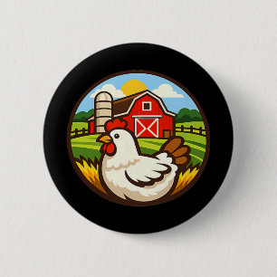 Macaron Rond 5 Cm Conception de ferme de poulets Porte-poulets Rn Vi