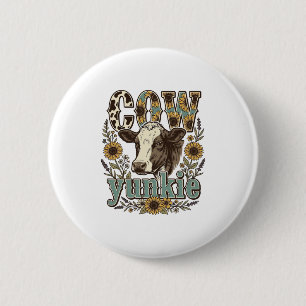 Macaron Rond 5 Cm Conception de ferme de tournesol Yunkie vache vint