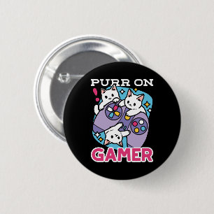 Macaron Rond 5 Cm Conception de gamer de chat - Purr sur Gamer Joyst