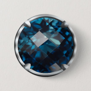 Macaron Rond 5 Cm Conception de gemme bleue