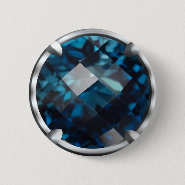Macaron Rond 5 Cm Conception de gemme bleue (Devant)