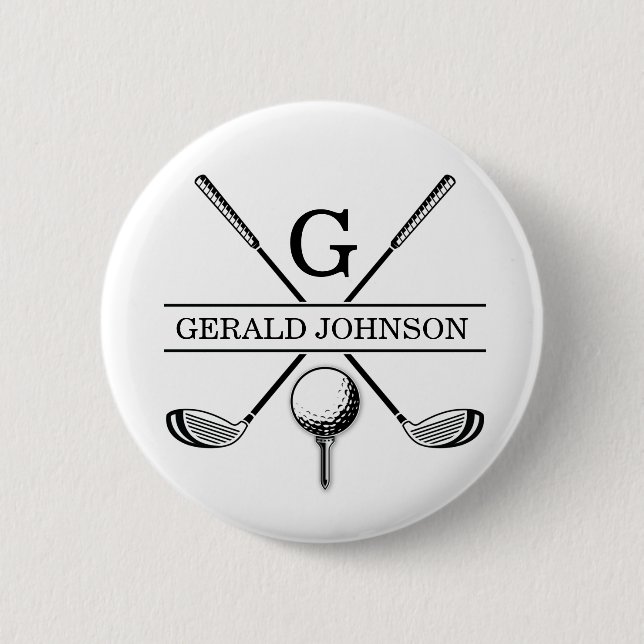 Macaron Rond 5 Cm Conception de golf avec Modèle Monogramme de couro (Devant)