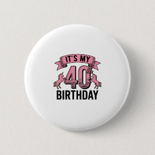 Macaron Rond 5 Cm Conception de gravure vintage de licorne pour 40e