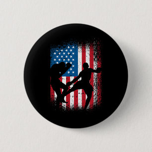 Macaron Rond 5 Cm Conception de kickboxing de drapeau des États-Unis