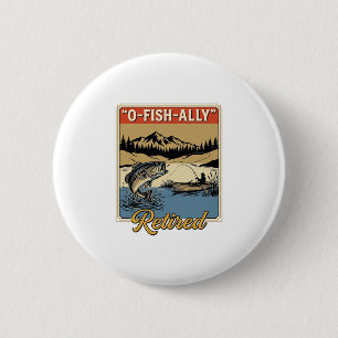 Macaron Rond 5 Cm Conception de maillot de pêche vintage O-Fish-Ally