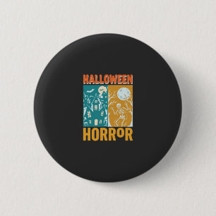 Macaron Rond 5 Cm Conception de maison hantée Halloween Lune squelet