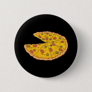 Macaron Rond 5 Cm Conception de pizza découpée en tranches Cartoon d
