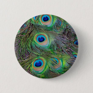 Macaron Rond 5 Cm Conception de plume de paon d'amusement et de cool
