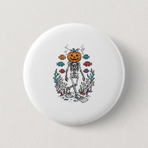 Macaron Rond 5 Cm Conception de Poisson de Plongeur de Squelette de 