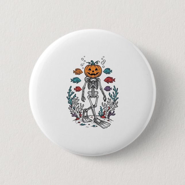 Macaron Rond 5 Cm Conception de Poisson de Plongeur de Squelette de  (Devant)