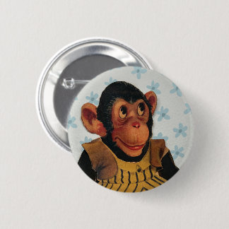 Macaron Rond 5 Cm Conception de singe vintage vieille poupée en papi
