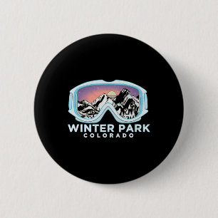Macaron Rond 5 Cm Conception de ski de Winter Park Winter Park, Co S