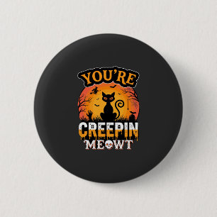 Macaron Rond 5 Cm Conception de sorcière de chat noir Meowt Creepin 