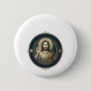 Macaron Rond 5 Cm Conception de T-Shirt artistique numérique Jésus i