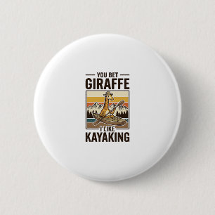 Macaron Rond 5 Cm Conception de T-shirt drôle vintage de kayak giraf