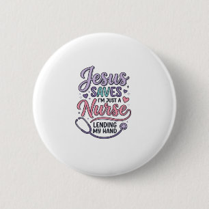 Macaron Rond 5 Cm Conception de t-shirt Jésus Sauve l'infirmière Foi