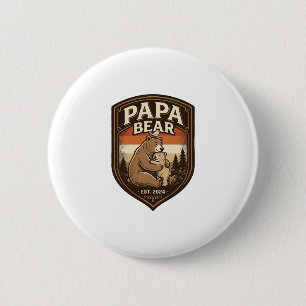 Macaron Rond 5 Cm Conception de t-shirt ours gravure vintage Papa Be