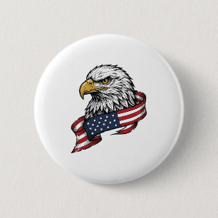 Macaron Rond 5 Cm Conception de T-shirt patriotique avec aigle gravé