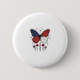 Macaron Rond 5 Cm Conception de T-shirt vintage papillon patriotique
