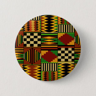 Macaron Rond 5 Cm Conception de tissu Royal Kente en Afrique