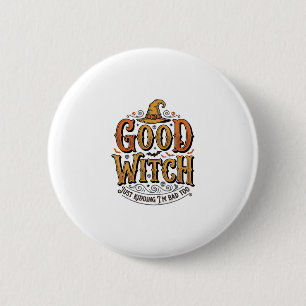 Macaron Rond 5 Cm Conception de typographie Halloween sorcière genti