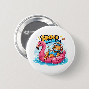 Macaron Rond 5 Cm Conception de vacances de chat spatial Kawaii