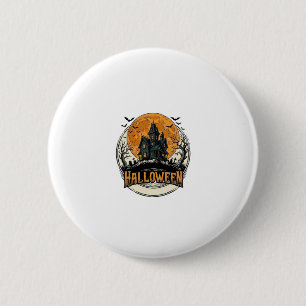 Macaron Rond 5 Cm Conception de vecteur de maison hantée Halloween v