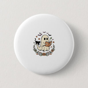 Macaron Rond 5 Cm Conception de vecteur floral Halloween Chat fantôm