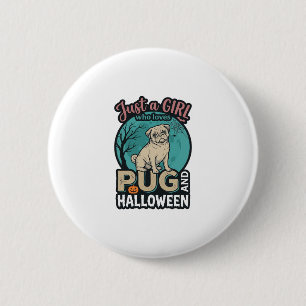 Macaron Rond 5 Cm Conception de vecteur vintage de fille de pug Hall