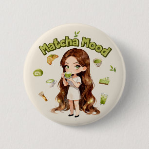 Macaron Rond 5 Cm Conception d'esthétique Matcha Mood Vibes de thé v