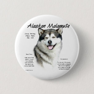 Macaron Rond 5 Cm Conception d'histoire de Malamute d'Alaska
