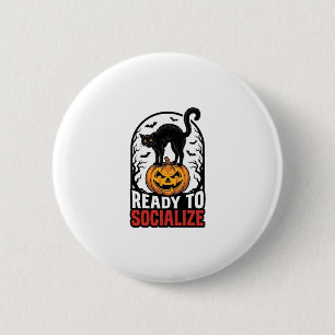 Macaron Rond 5 Cm Conception d'humour de fête de chat Halloween soci