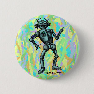 Macaron Rond 5 Cm Conception drôle de bouton de robot de musique