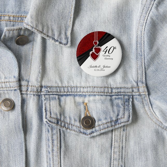 Macaron Rond 5 Cm Conception du 40e anniversaire du Mariage (En situation)