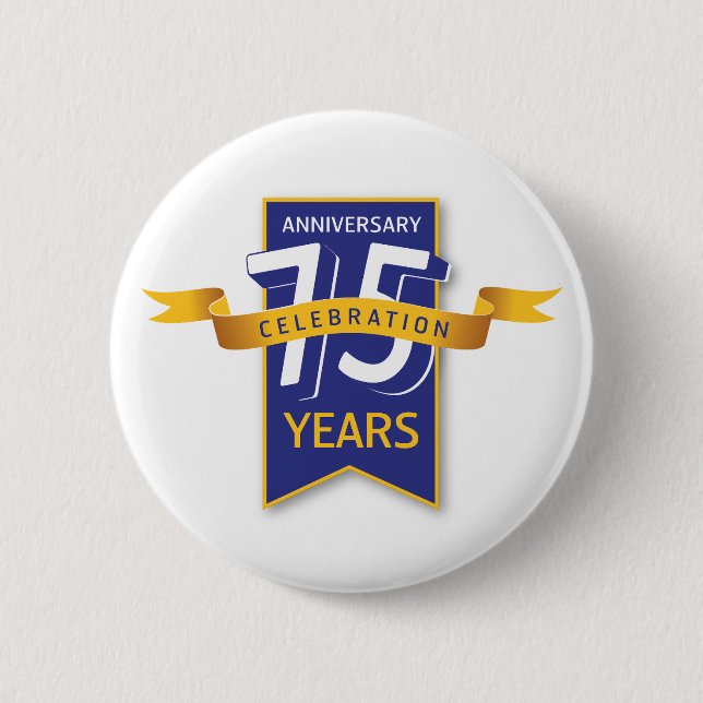 Macaron Rond 5 Cm Conception du 75e anniversaire (Devant)