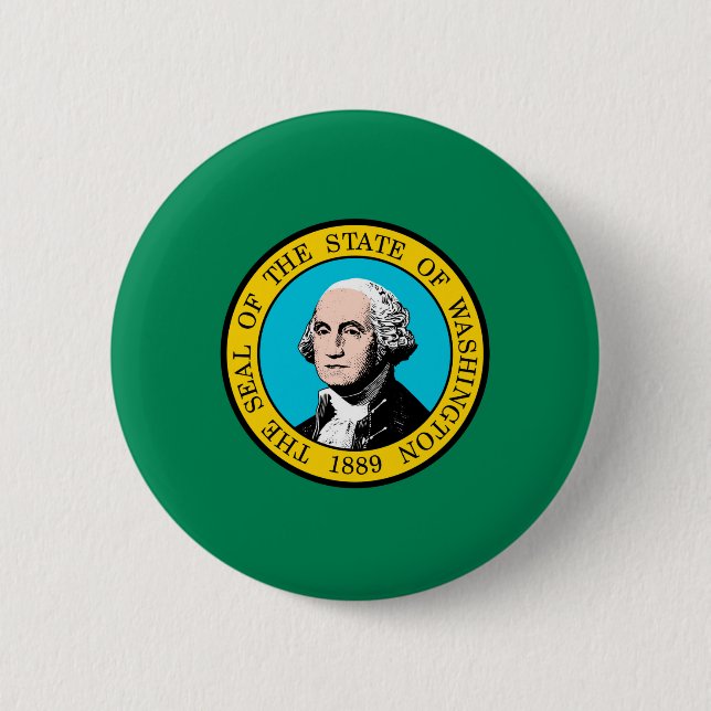 Macaron Rond 5 Cm Conception du drapeau de l'État de Washington (Devant)