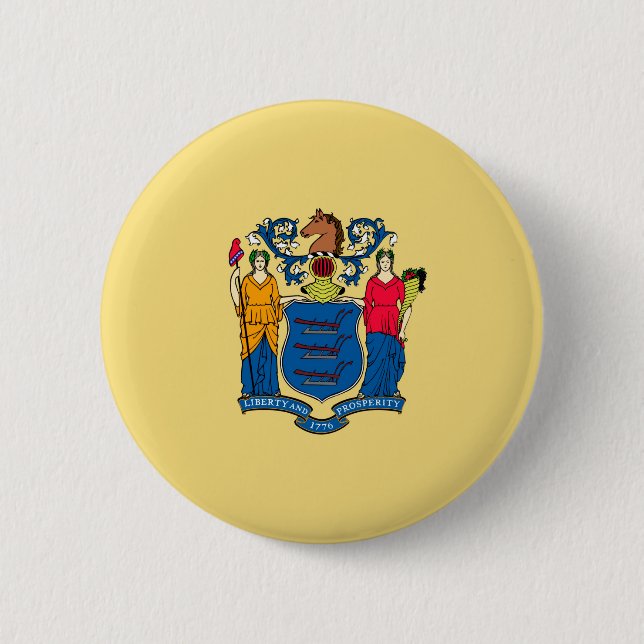 Macaron Rond 5 Cm Conception du drapeau de l'État du New Jersey (Devant)