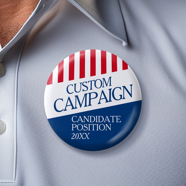 Macaron Rond 5 Cm Conception Électorale Classique - Rouge Blanc Gril (Custom Campaign Gear -- Create your own election swag for any candidate)