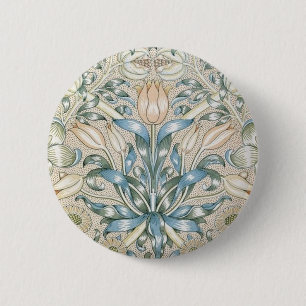 Macaron Rond 5 Cm Conception florale vintage d'art de lis et de