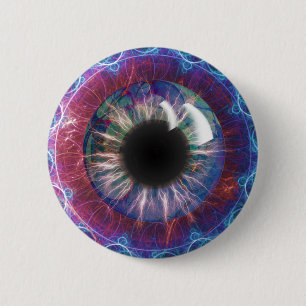 Macaron Rond 5 Cm Conception fractale des yeux de Tesla