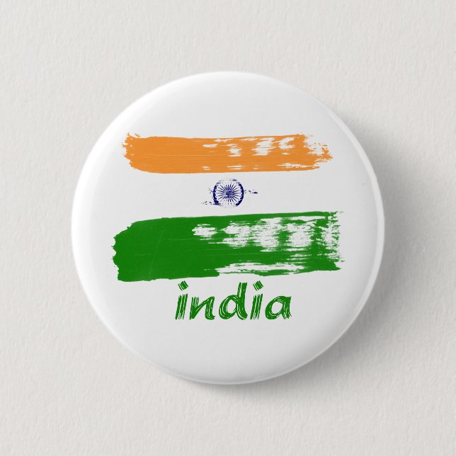Macaron Rond 5 Cm Conception indienne de course de brosse de drapeau (Devant)