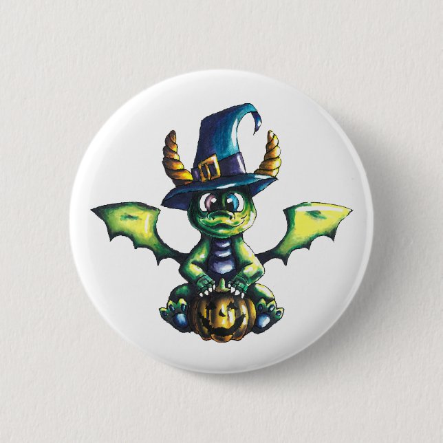 Macaron Rond 5 Cm Conception magique du dragon d'Halloween (Devant)
