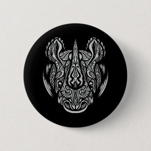 Macaron Rond 5 Cm Conception ornementale de visage de rhinocéros