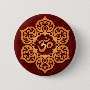 Macaron Rond 5 Cm Conception rouge d'or florale d'Aum
