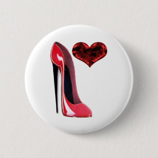 Macaron Rond 5 Cm Conception stylet rouge de chaussure et de coeur