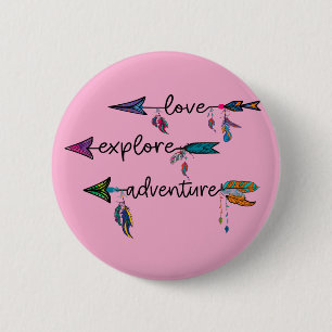 Macaron Rond 5 Cm Conception Tribale Bohème Flèche Aventure Explorer